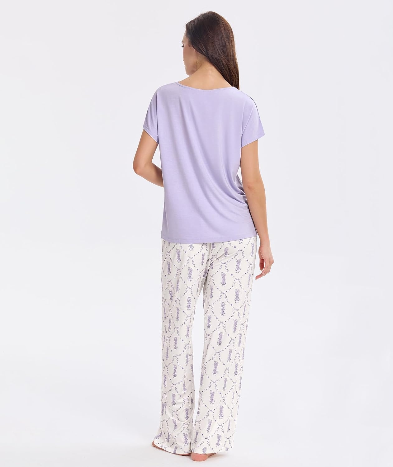 image:imageGYS Women Bamboo Viscose Short Sleeve PajamasLavender Whisper