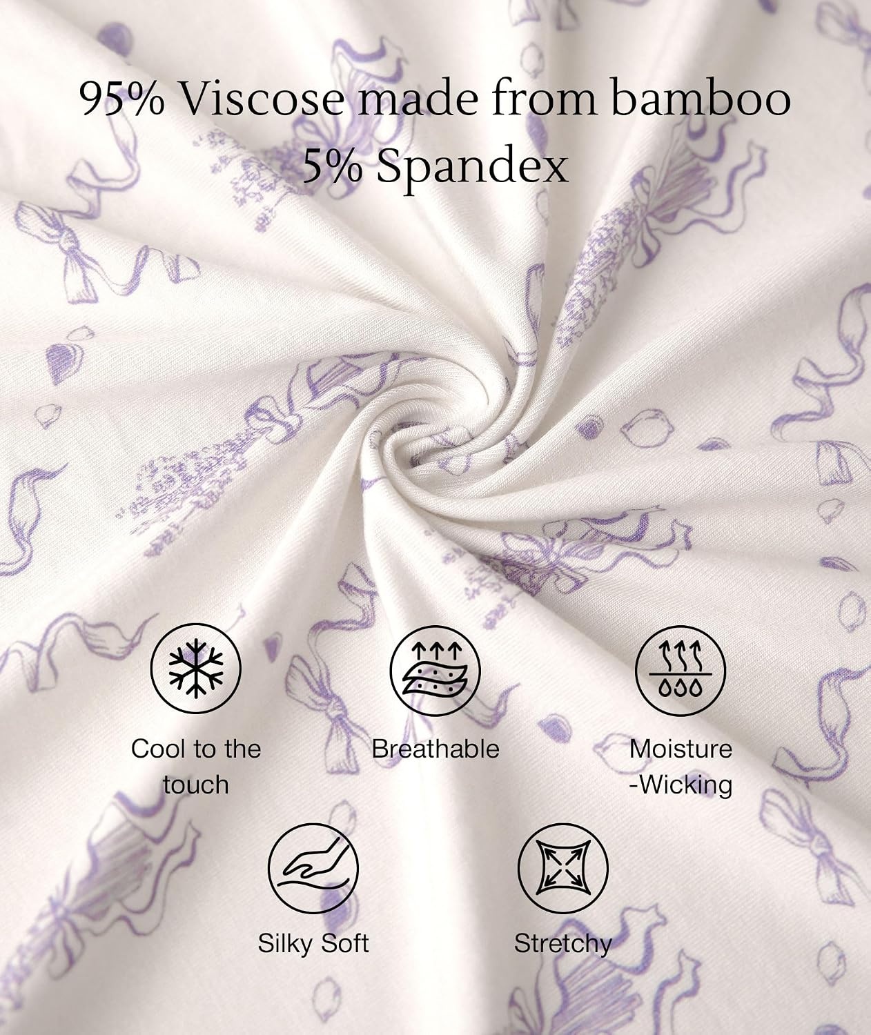 image:imageGYS Women Bamboo Viscose Short Sleeve PajamasLavender Whisper
