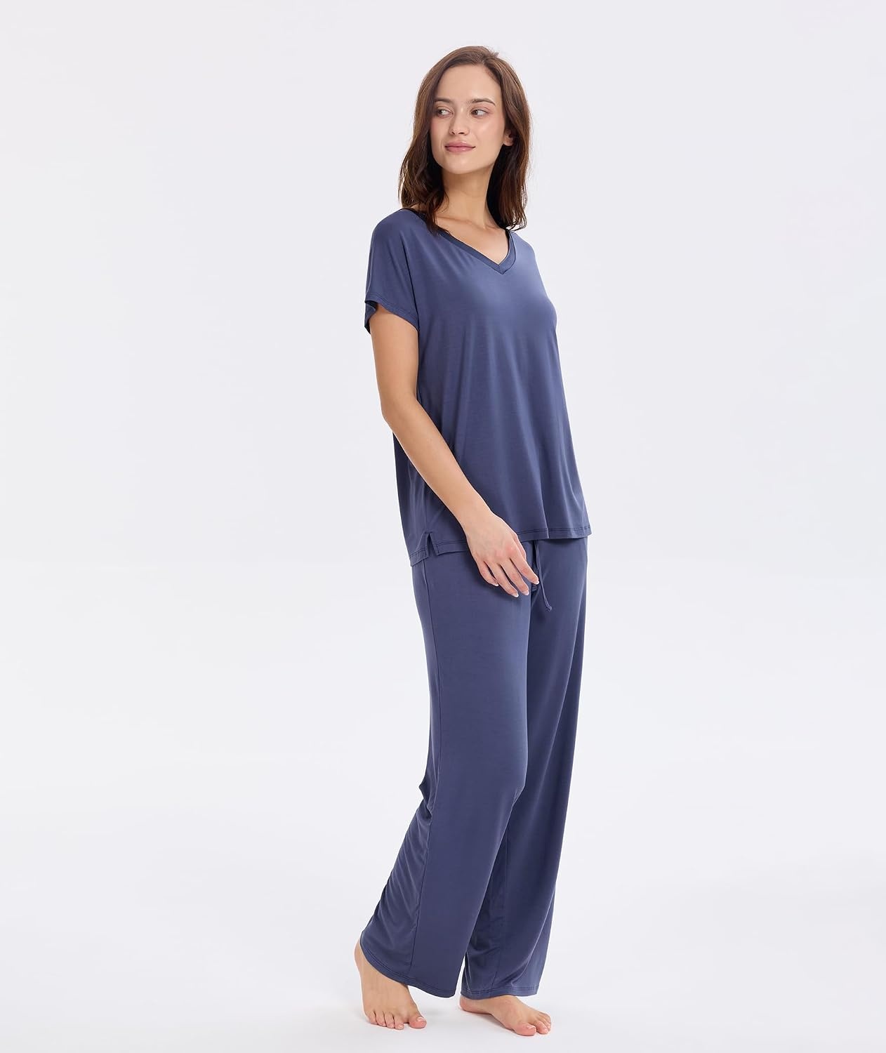 image:imageGYS Women Bamboo Viscose Short Sleeve PajamasNavy