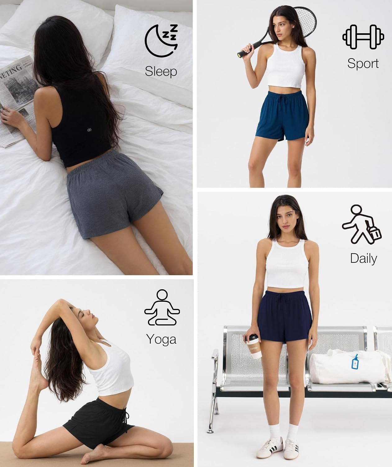 image:imageGYS Womens Bamboo Viscose Cooling High Waisted Pajama ShortsCamel