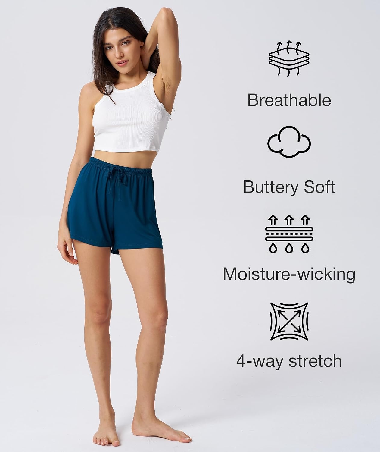 image:imageGYS Womens Bamboo Viscose Cooling High Waisted Pajama ShortsInk Blue