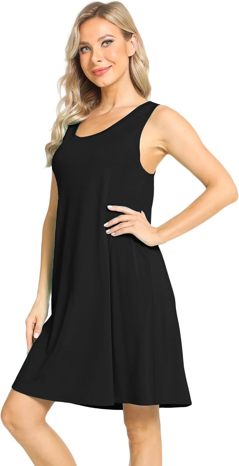 image:imageGYS Womens Bamboo Viscose Cooling Tank NightgownsBlack
