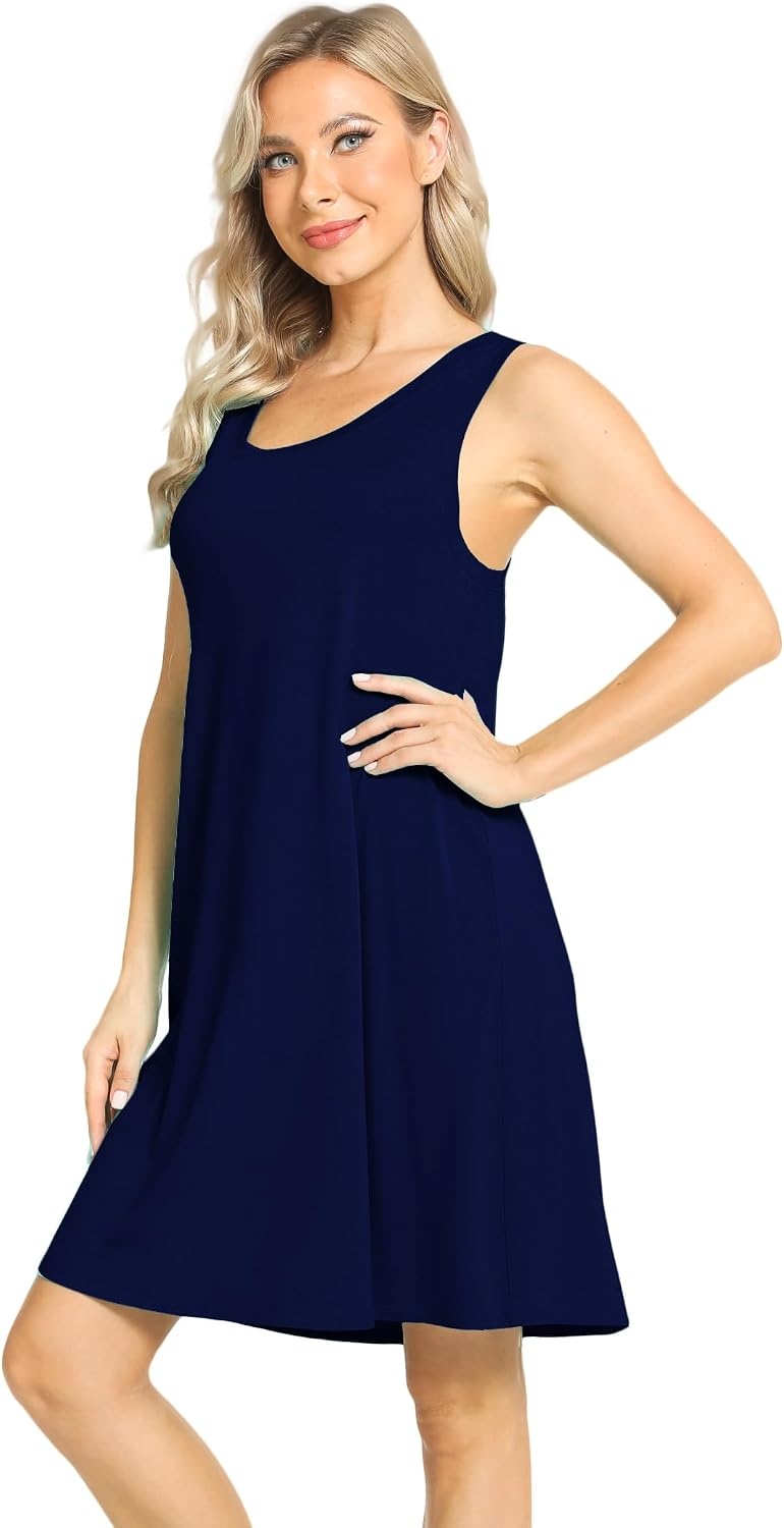image:imageGYS Womens Bamboo Viscose Cooling Tank NightgownsNavy