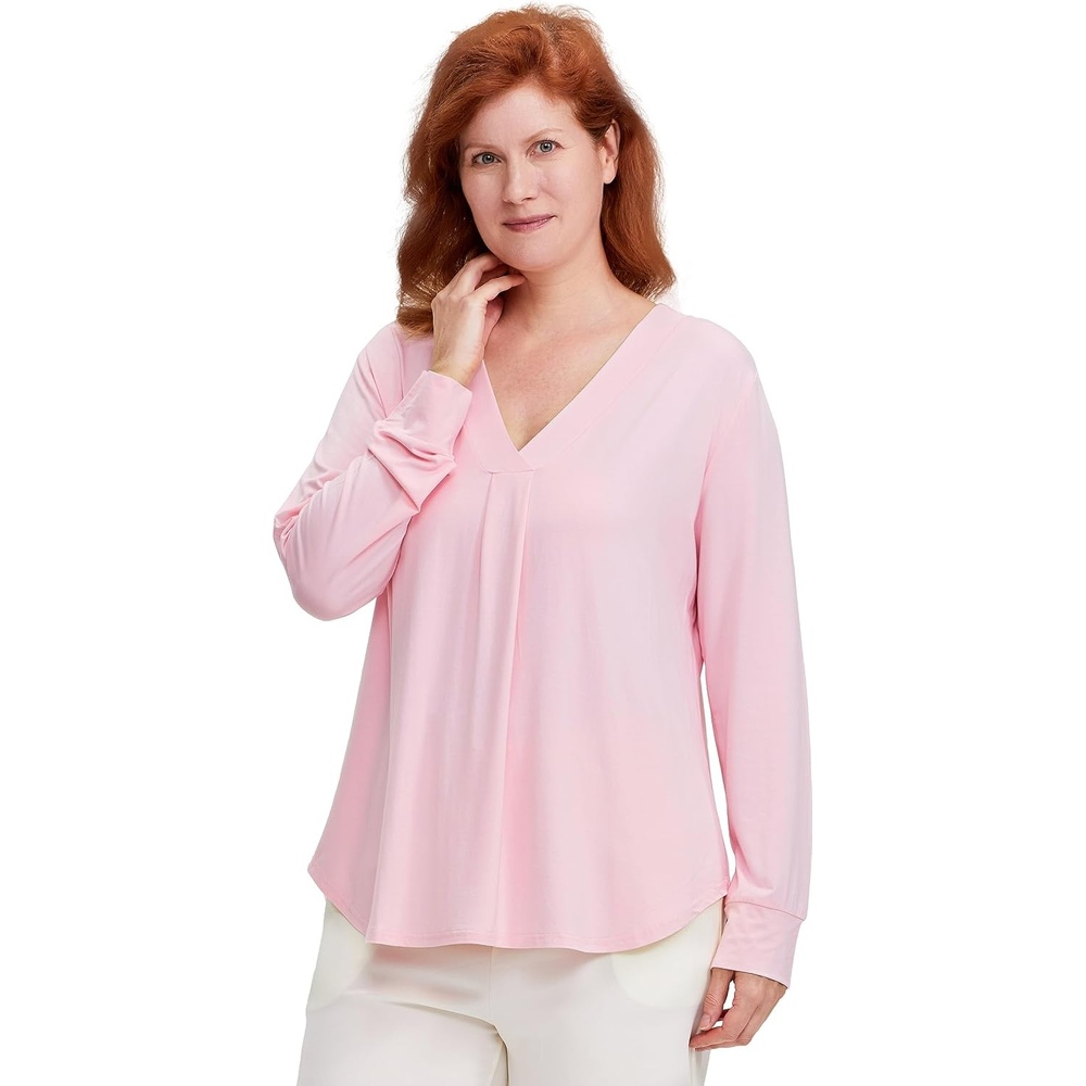 image:imageGYS Bamboo Viscose Sleep Shirt Womens Lightweight Long Sleeve Pajama TopsPink