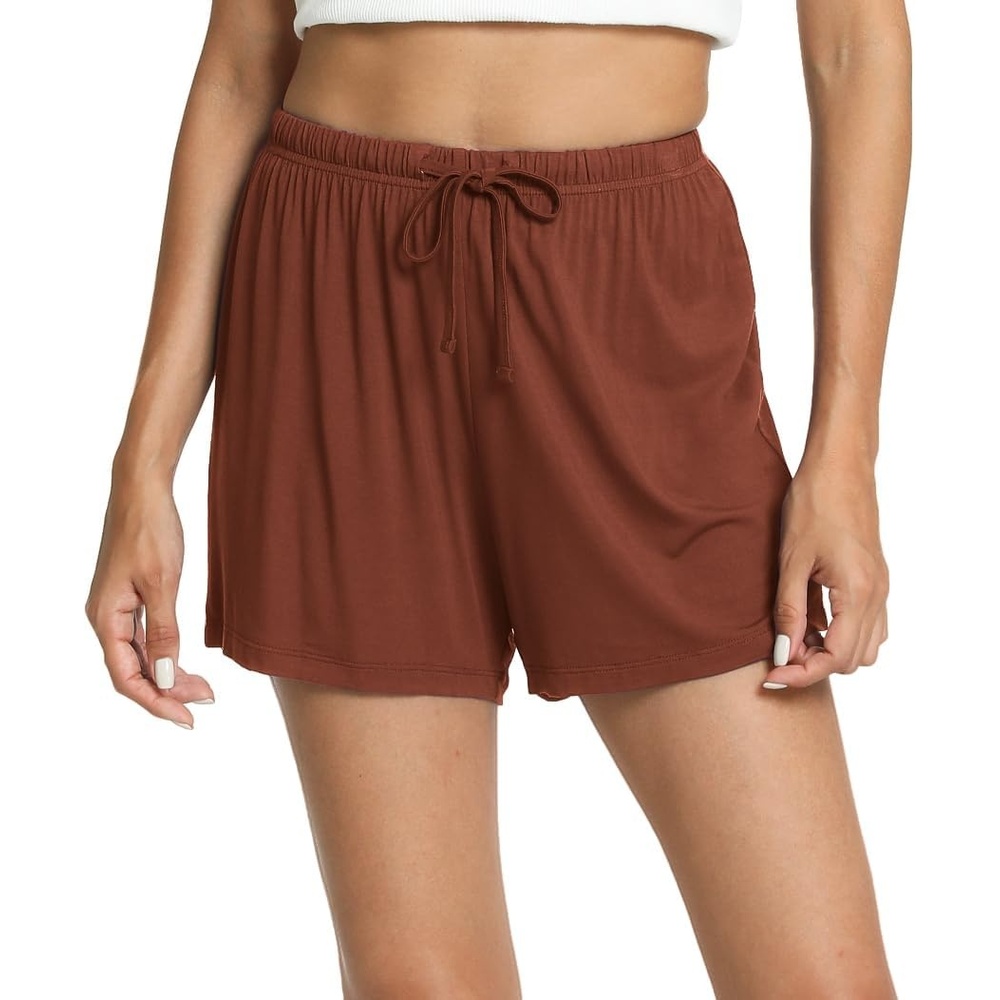 image:imageGYS Womens Bamboo Viscose Cooling High Waisted Pajama ShortsBrick Red