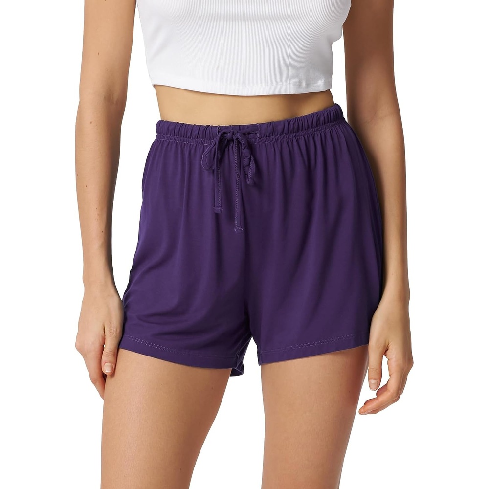 image:imageGYS Womens Bamboo Viscose Cooling High Waisted Pajama ShortsPurple