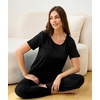 GYS Bamboo Viscose Cooling Pajamas for Women Short Sleeve Jogger Pants Pjs(Black)