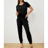 GYS Bamboo Viscose Cooling Pajamas for Women Short Sleeve Jogger Pants Pjs(Black)