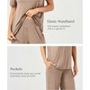 GYS Bamboo Viscose Cooling Pajamas for Women Short Sleeve Jogger Pants Pjs(Camel)