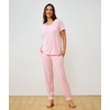 GYS Bamboo Viscose Cooling Pajamas for Women Short Sleeve Jogger Pants Pjs(Pink)