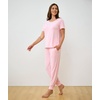 GYS Bamboo Viscose Cooling Pajamas for Women Short Sleeve Jogger Pants Pjs(Pink)
