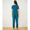 GYS Bamboo Viscose Cooling Pajamas for Women Short Sleeve Jogger Pants Pjs(Teal Blue)