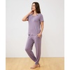 GYS Bamboo Viscose Cooling Pajamas for Women Short Sleeve Jogger Pants Pjs(Violet)