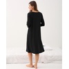 GYS Bamboo Viscose Long Sleeve Nightgowns for Women Silky Soft Sleep Shirt(Black)
