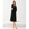 GYS Bamboo Viscose Long Sleeve Nightgowns for Women Silky Soft Sleep Shirt(Black)