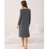 GYS Bamboo Viscose Long Sleeve Nightgowns for Women Silky Soft Sleep Shirt(Dark Heather Grey)