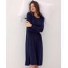 GYS Bamboo Viscose Long Sleeve Nightgowns for Women Silky Soft Sleep Shirt(Navy)