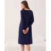 GYS Bamboo Viscose Long Sleeve Nightgowns for Women Silky Soft Sleep Shirt(Navy)