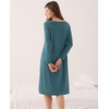 GYS Bamboo Viscose Long Sleeve Nightgowns for Women Silky Soft Sleep Shirt(Turquoise)