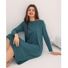 GYS Bamboo Viscose Long Sleeve Nightgowns for Women Silky Soft Sleep Shirt(Turquoise)