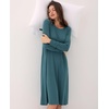 GYS Bamboo Viscose Long Sleeve Nightgowns for Women Silky Soft Sleep Shirt(Turquoise)