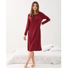 GYS Bamboo Viscose Long Sleeve Nightgowns for Women Silky Soft Sleep Shirt(Wine Red)