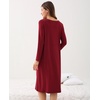 GYS Bamboo Viscose Long Sleeve Nightgowns for Women Silky Soft Sleep Shirt(Wine Red)
