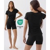GYS Bamboo Viscose Pajama Sets for Women, Soft Matching Fitted Loungewear(Black)