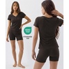 GYS Bamboo Viscose Pajama Sets for Women, Soft Matching Fitted Loungewear(Chocolate)