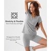 GYS Bamboo Viscose Pajama Sets for Women, Soft Matching Fitted Loungewear(Heather Grey)