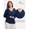 GYS Bamboo Viscose Sleep Shirt, Women’s Lightweight Long Sleeve Pajama Tops(Navy)