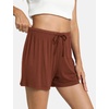 GYS Women’s Bamboo Viscose Cooling High Waisted Pajama Shorts(Brick Red)