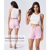 GYS Women’s Bamboo Viscose Cooling High Waisted Pajama Shorts(Pink and White Stripe)
