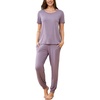 GYS Bamboo Viscose Cooling Pajamas for Women Short Sleeve Jogger Pants Pjs(Violet)