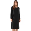 GYS Bamboo Viscose Long Sleeve Nightgowns for Women Silky Soft Sleep Shirt(Black)