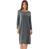 GYS Bamboo Viscose Long Sleeve Nightgowns for Women Silky Soft Sleep Shirt(Dark Heather Grey)