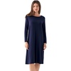 GYS Bamboo Viscose Long Sleeve Nightgowns for Women Silky Soft Sleep Shirt(Navy)