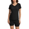 GYS Bamboo Viscose Pajama Sets for Women, Soft Matching Fitted Loungewear(Black)