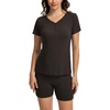 GYS Bamboo Viscose Pajama Sets for Women, Soft Matching Fitted Loungewear(Chocolate)