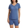GYS Bamboo Viscose Pajama Sets for Women, Soft Matching Fitted Loungewear(Grayish Blue)