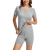 GYS Bamboo Viscose Pajama Sets for Women, Soft Matching Fitted Loungewear(Heather Grey)