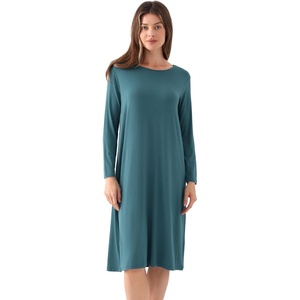 GYS Bamboo Viscose Long Sleeve Nightgowns for Women Silky Soft Sleep Shirt(Turquoise)