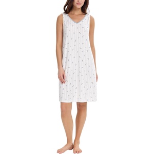 GYS Cooling Bamboo Viscose Nightgowns for Women(Lavender Stripes)