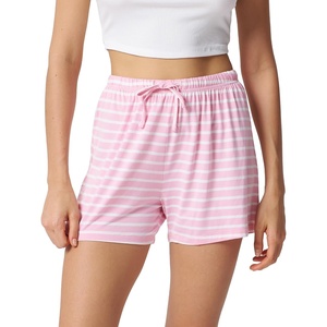 GYS Women’s Bamboo Viscose Cooling High Waisted Pajama Shorts(Pink and White Stripe)