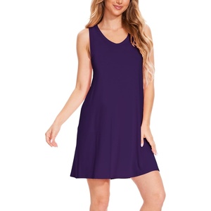 GYS Women’s Bamboo Viscose Cooling Tank Nightgowns(Purple)
