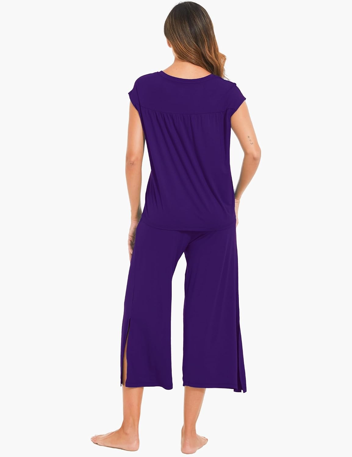 image:imageGYS Bamboo Viscose Pajamas for Women Set Summer Capri Pajamas SleepwearPurple