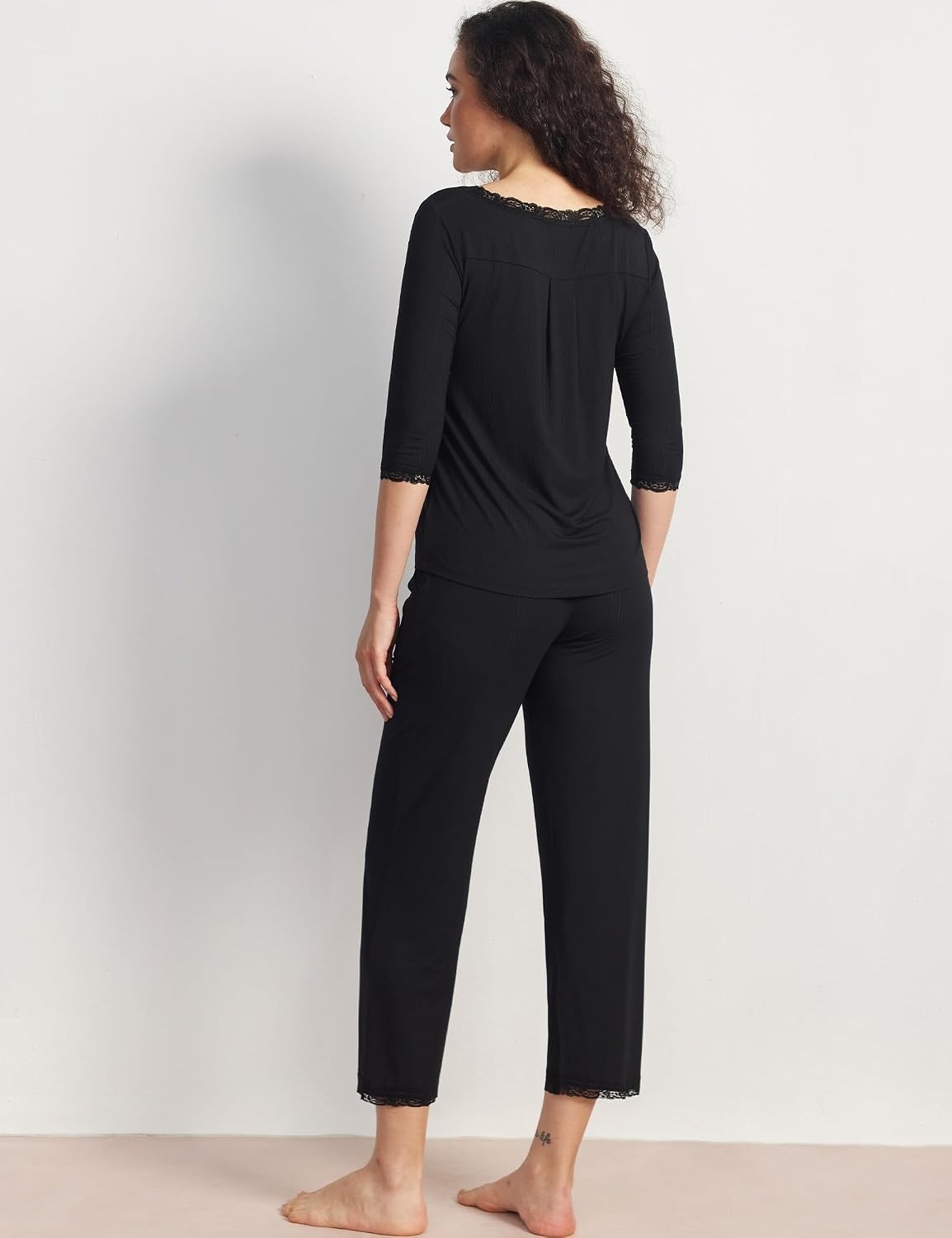 image:imageGYS Bamboo Viscose Womens Capri Pajamas SetBlack