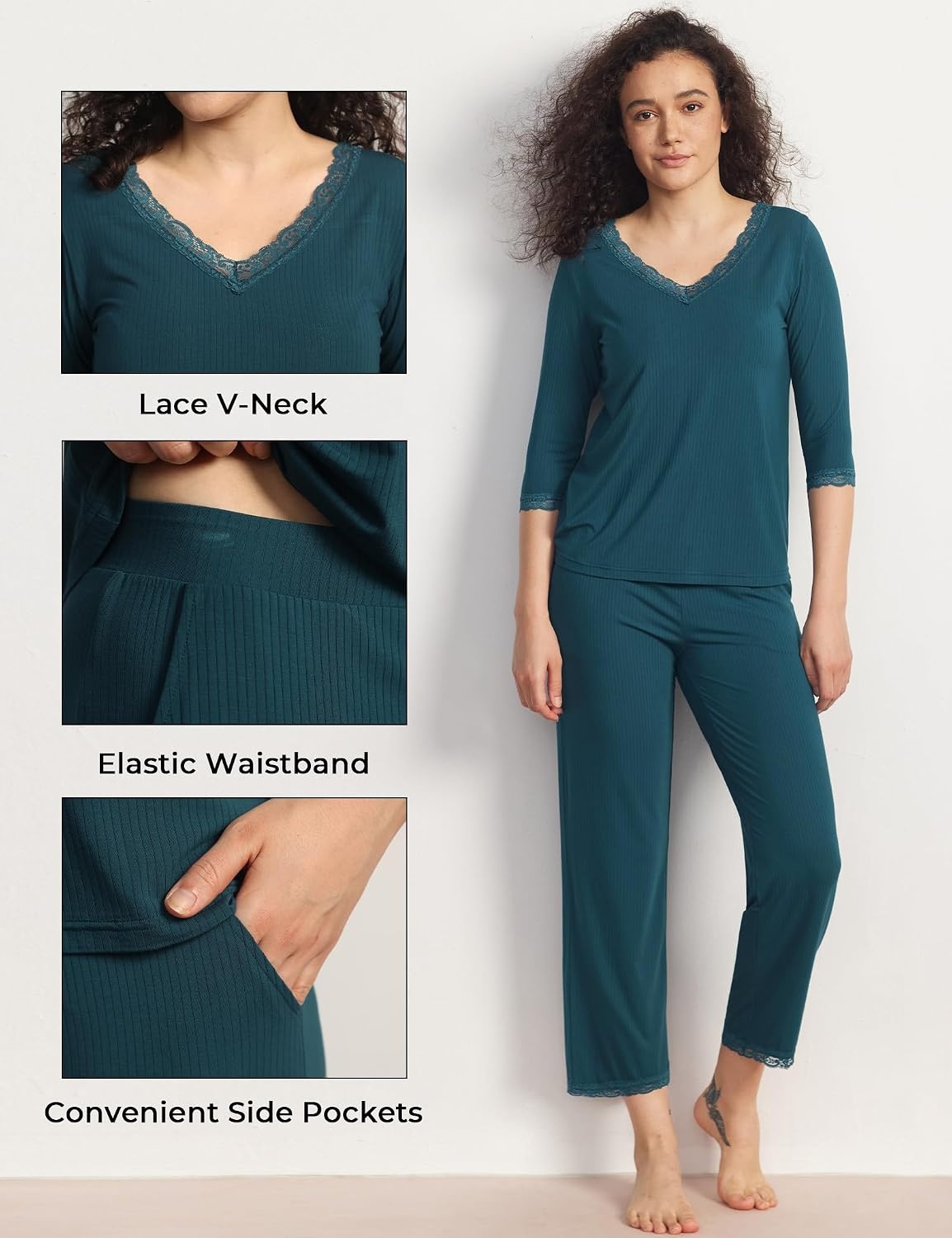 image:imageGYS Bamboo Viscose Womens Capri Pajamas SetInk Blue