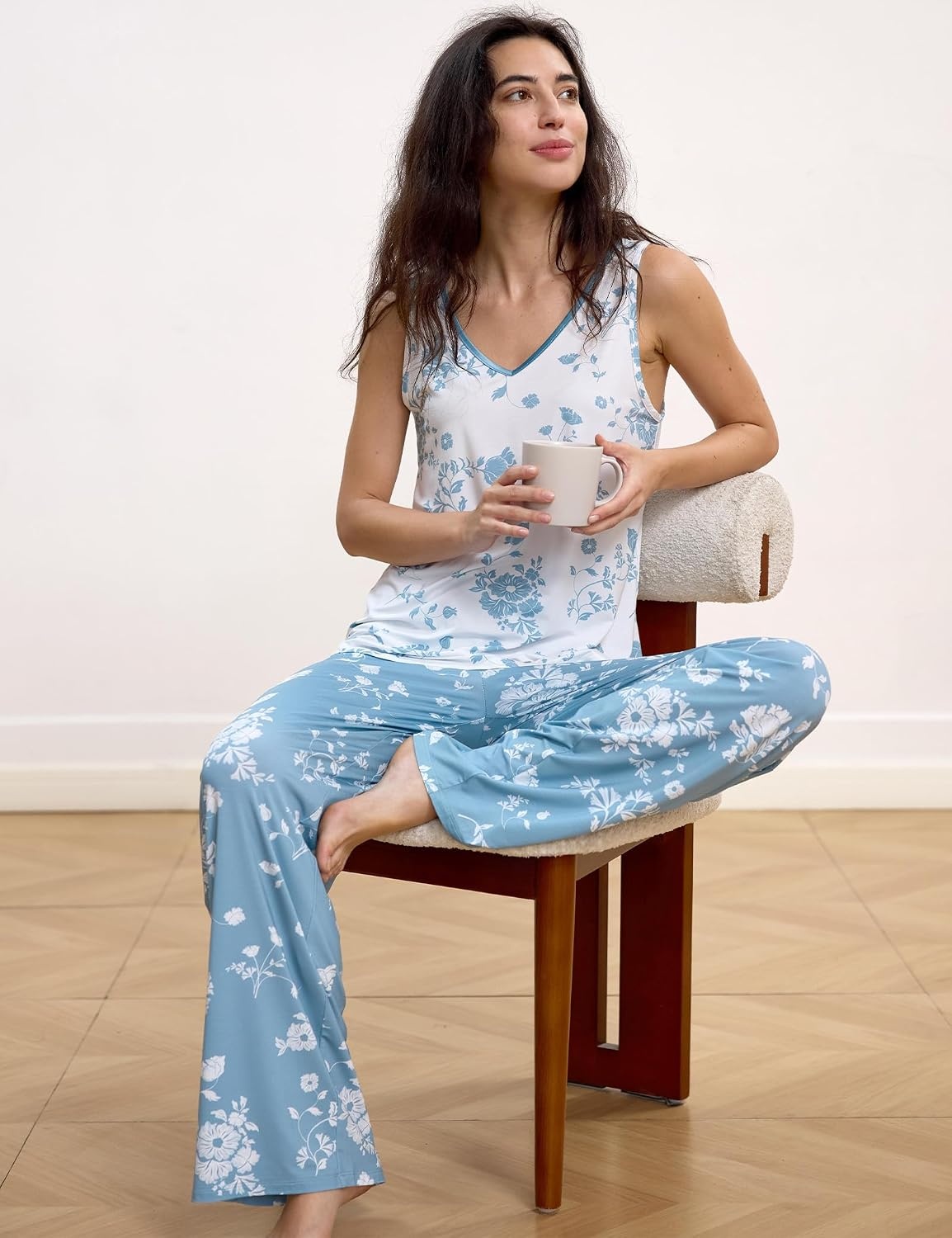 image:imageGYS Cooling Bamboo Viscose Pajamas for WomenLight Green Floral