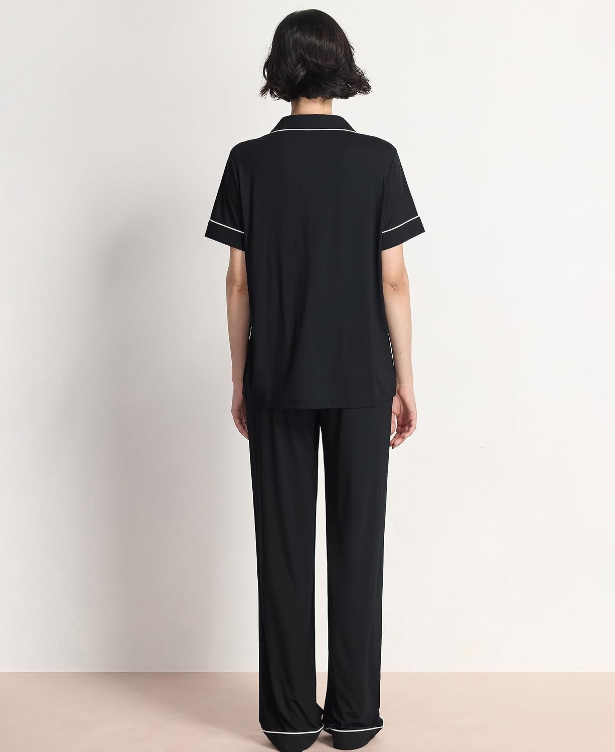image:imageGYS Womens Bamboo Viscose Cooling Notch Collar Button Down Pajama SetBlack